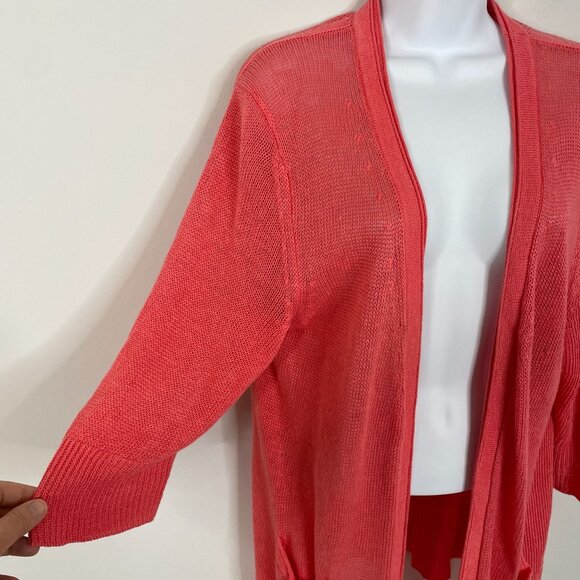 J. Jill Womens 100% LINEN Open Front Cardigan Sweater Size MP Casual Travel Work - Picture 4 of 11